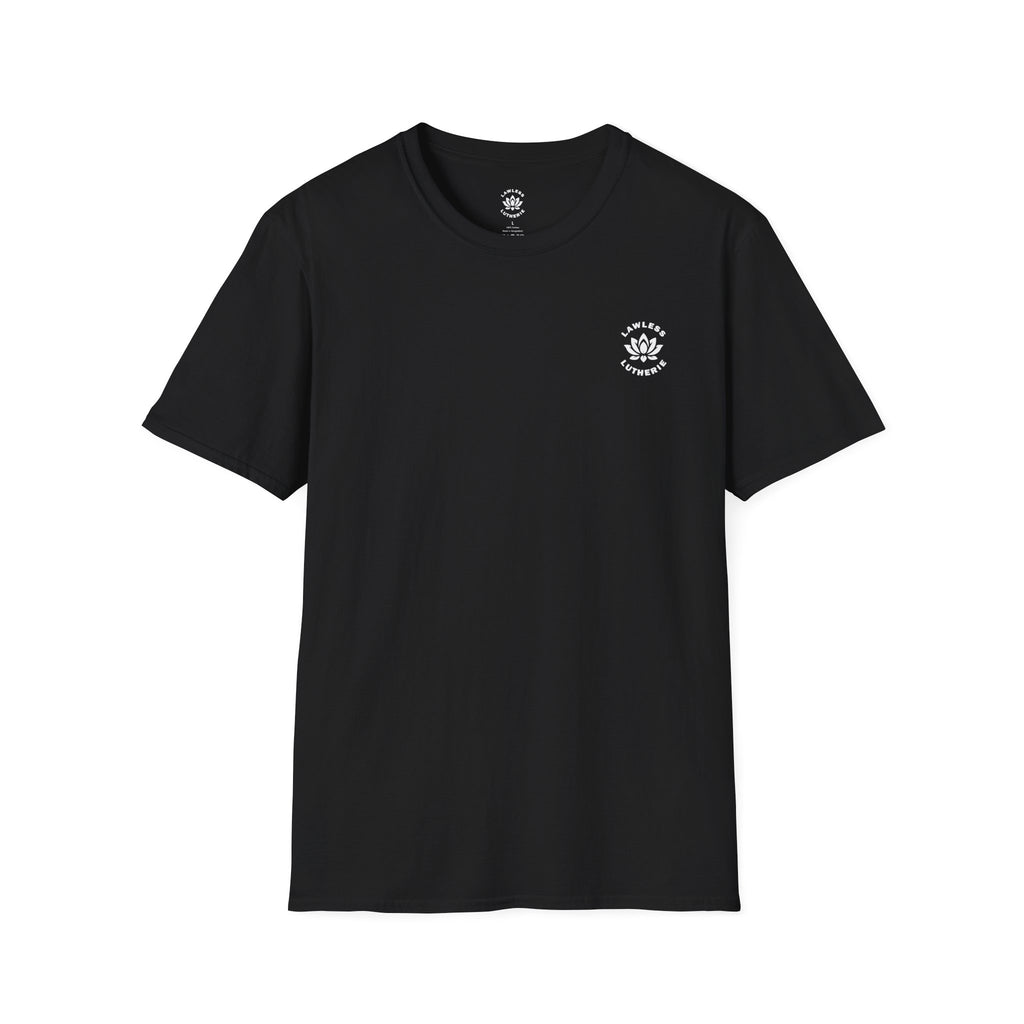 Lawless Lutherie Lotus Logo Front and Back Tee (100 Entries)