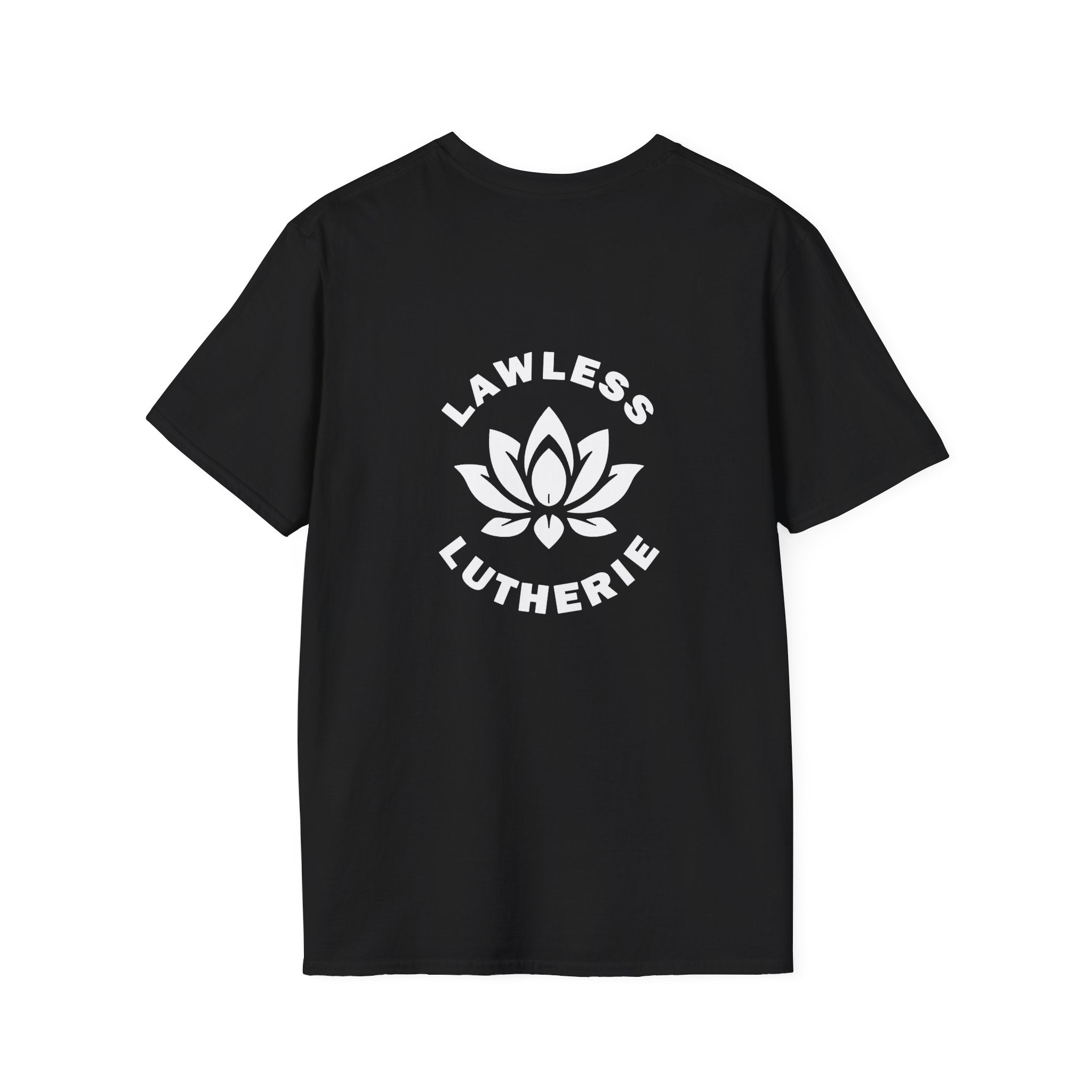Lawless Lutherie Lotus Logo Front and Back Tee (100 Entries)
