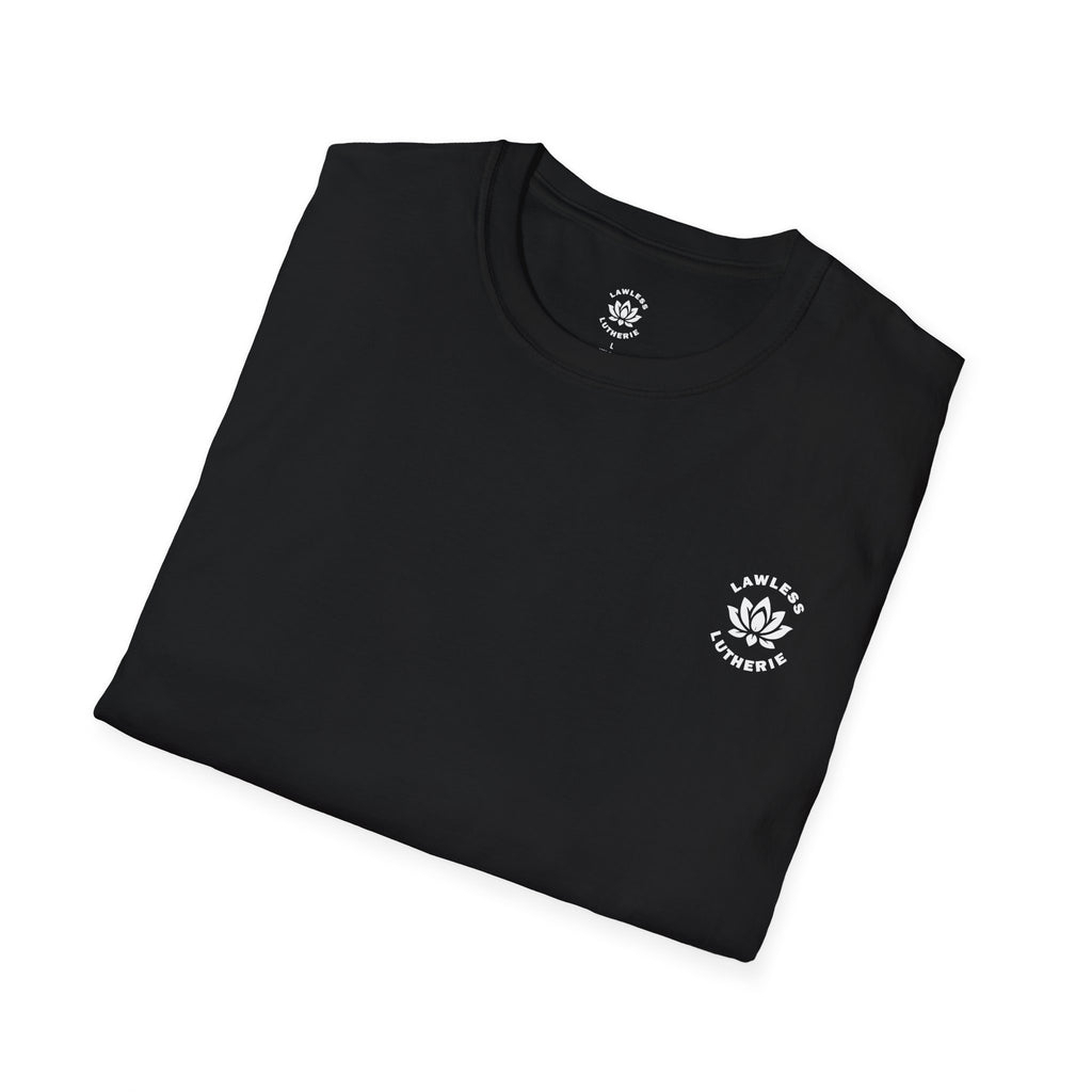 Lawless Lutherie Lotus Logo Front and Back Tee (100 Entries)