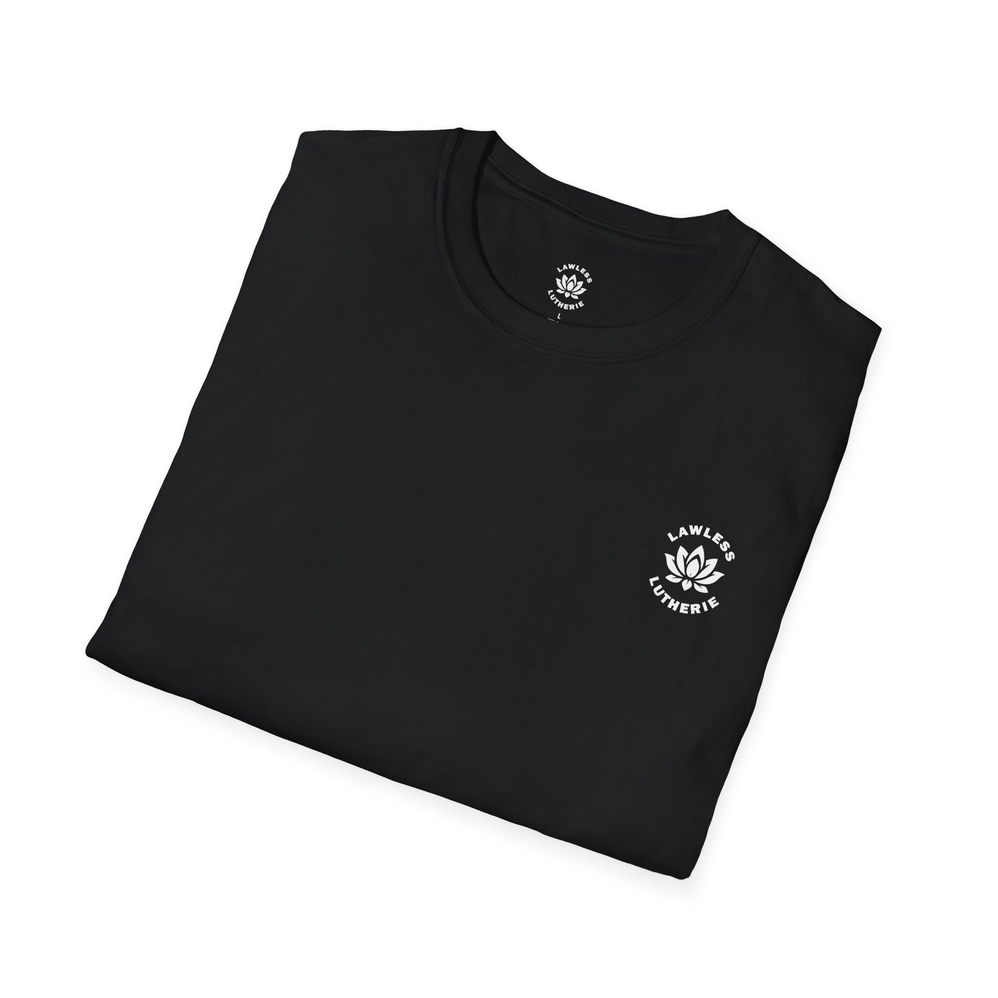 Lawless Lutherie Lotus Logo Front and Back Tee (100 Entries)